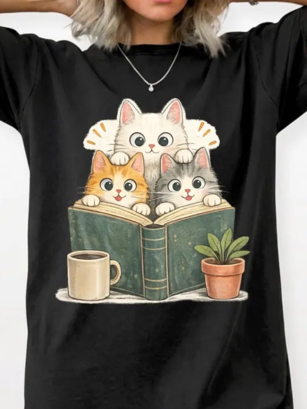 Reading Cat Shirt, Cute Cat Book Shirt, Cat And Book Lover Tee